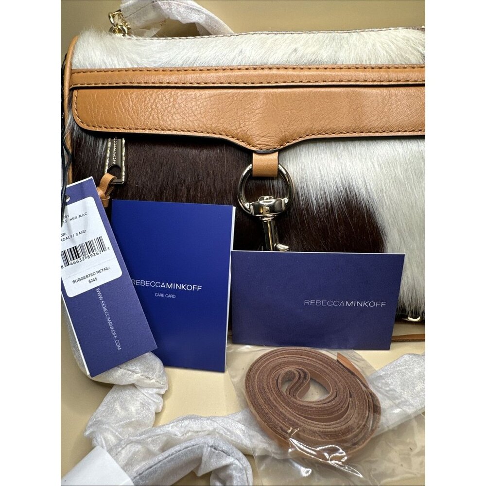Rebecca Minkoff Haircalf/Sand Mini Mac Purse W/Leather & Gold Chain Strap - Picture 11 of 16